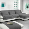 Canapé Convertible ADAMOB Avec Méridienne Droite Tissu Et éco-cuir Pierre Gris/blanc Livraison internationale 17