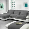 authentiques Canapé Convertible ADAMOB Avec Méridienne Gauche Tissu Et éco-cuir Pierre Gris/blanc 20