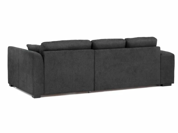achat Canapé D’angle Convertible BASTA Avec Méridienne Gauche Tissu Noir 5