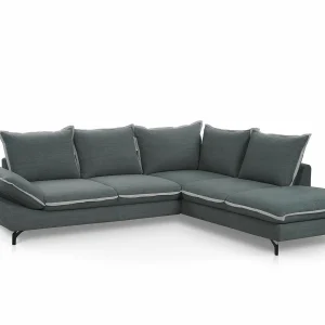 boutique Canapé D’angle Convertible ARRAS Avec Méridienne Droite Tissu Gris Clair 16