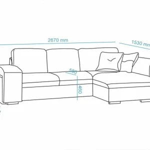 achat Canapé D’angle Convertible BASTA Avec Méridienne Gauche Tissu Noir 18