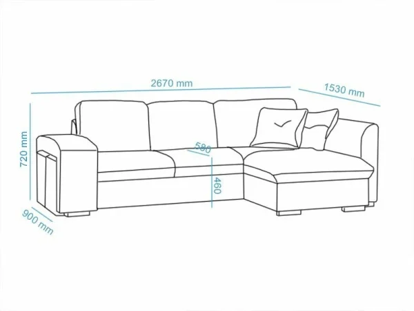achat Canapé D’angle Convertible BASTA Avec Méridienne Gauche Tissu Noir 7