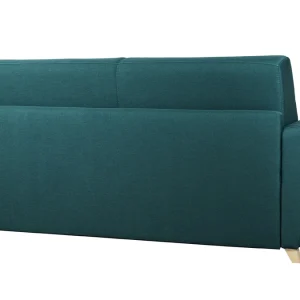 meilleur service Canapé Convertible 3 Places En Tissu Bleu Canard Et Bois Clair Avec Matelas 18 Cm GRAHAM 17