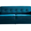Canapé Convertible 3 Places En Tissu Velours Bleu Paon Et Bois Clair Avec Matelas 9 Cm CIGALE marque pas cher 23