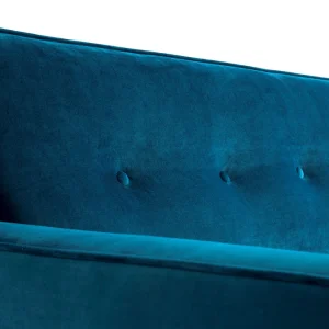 Canapé Convertible 3 Places En Tissu Velours Bleu Paon Et Bois Clair Avec Matelas 9 Cm CIGALE marque pas cher 18