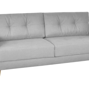 garantis authentique Canapé Convertible Avec Coffre 3 Places En Tissu Gris Clair Et Bois Clair MIRA 14