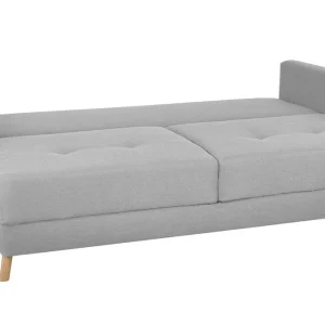 garantis authentique Canapé Convertible Avec Coffre 3 Places En Tissu Gris Clair Et Bois Clair MIRA 16