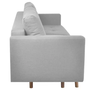 garantis authentique Canapé Convertible Avec Coffre 3 Places En Tissu Gris Clair Et Bois Clair MIRA 18