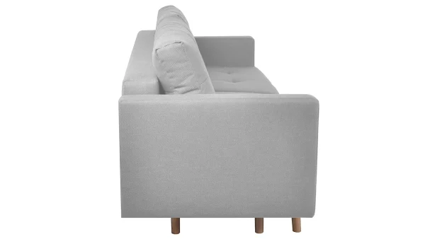 garantis authentique Canapé Convertible Avec Coffre 3 Places En Tissu Gris Clair Et Bois Clair MIRA 5