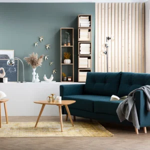 garantis authentique Canapé Convertible Avec Coffre 3 Places En Tissu Gris Clair Et Bois Clair MIRA 24