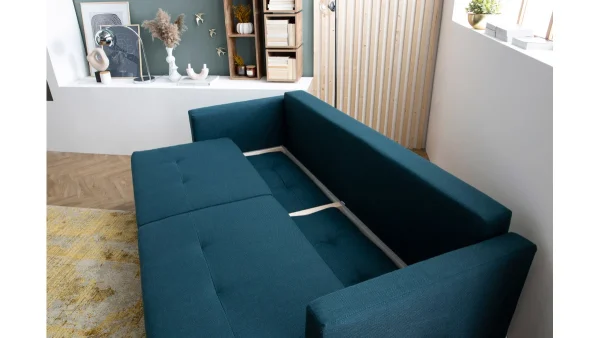 garantis authentique Canapé Convertible Avec Coffre 3 Places En Tissu Gris Clair Et Bois Clair MIRA 10