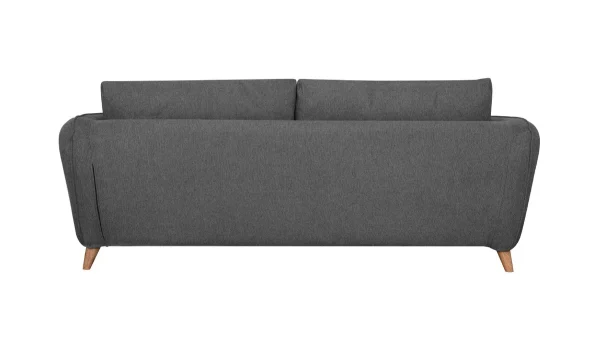 Canapé Convertible Scandinave 3 Places En Tissu Gris Anthracite Et Bois Clair Avec Matelas 10 Cm CREEP SOLDES TOUT À 6