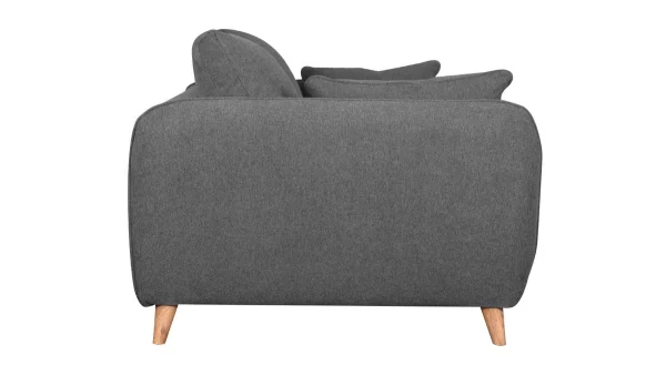 Canapé Convertible Scandinave 3 Places En Tissu Gris Anthracite Et Bois Clair Avec Matelas 10 Cm CREEP SOLDES TOUT À 5