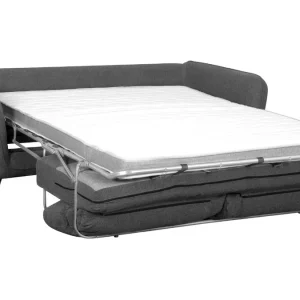 Canapé Convertible Scandinave 3 Places En Tissu Gris Anthracite Et Bois Clair Avec Matelas 10 Cm CREEP SOLDES TOUT À 14