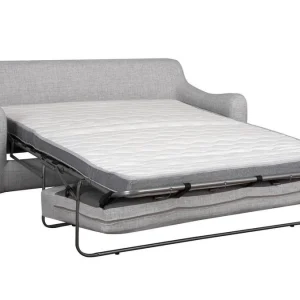 Large choix en ligne Canapé Convertible Scandinave 3 Places En Tissu Gris Clair Et Bois Clair Avec Matelas 10 Cm VENDOME 14