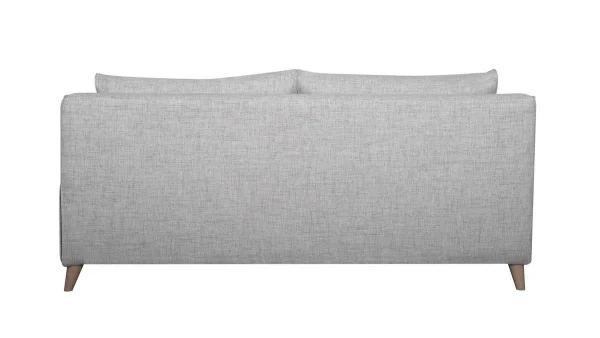 Large choix en ligne Canapé Convertible Scandinave 3 Places En Tissu Gris Clair Et Bois Clair Avec Matelas 10 Cm VENDOME 6