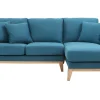 Canapé D’angle Droit Déhoussable 4 Places En Tissu Bleu Canard Et Bois Clair OSLO Meilleur Service 20