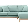 Canapé D’angle Droit Déhoussable 4 Places En Tissu Vert Lagon Et Bois Clair OSLO Boutique 32