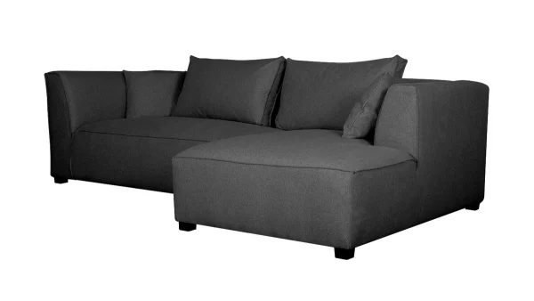 grossiste Canapé D’angle Droit Moderne Modulable Tissu Gris Anthracite PLURIEL 3