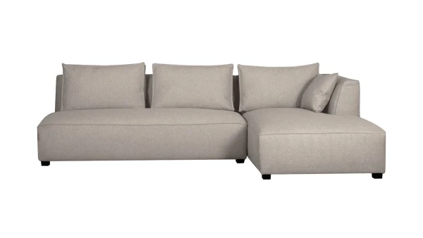 Canapé D’angle Droit Modulable Avec Chauffeuse Double En Tissu Beige PLURIEL boutique paris 1