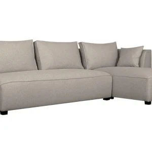 Canapé D’angle Droit Modulable Avec Chauffeuse Double En Tissu Beige PLURIEL boutique paris 10