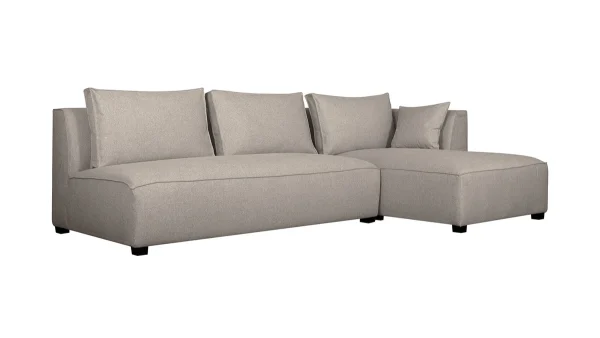 Canapé D’angle Droit Modulable Avec Chauffeuse Double En Tissu Beige PLURIEL boutique paris 3