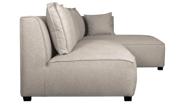 Canapé D’angle Droit Modulable Avec Chauffeuse Double En Tissu Beige PLURIEL boutique paris 4