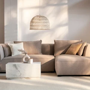 Canapé D’angle Droit Modulable Tissu Beige PLURIEL Livraison Standard/Rapide 26