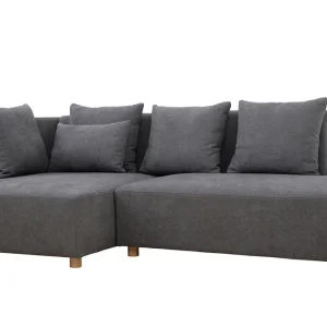 à prix imbattables Canapé D’angle Gauche 3 Places En Tissu Effet Velours Gris Et Bois Clair HARLEM 11