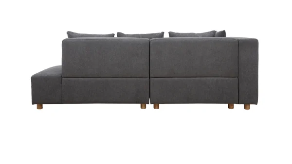 à prix imbattables Canapé D’angle Gauche 3 Places En Tissu Effet Velours Gris Et Bois Clair HARLEM 5