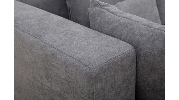 à prix imbattables Canapé D’angle Gauche 3 Places En Tissu Effet Velours Gris Et Bois Clair HARLEM 6