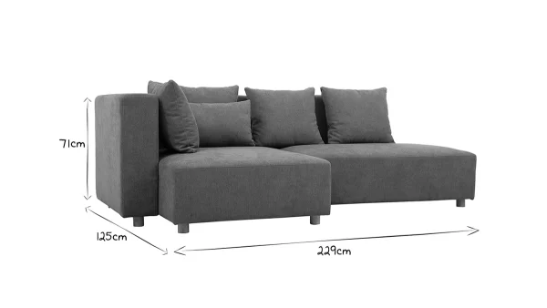 à prix imbattables Canapé D’angle Gauche 3 Places En Tissu Effet Velours Gris Et Bois Clair HARLEM 7