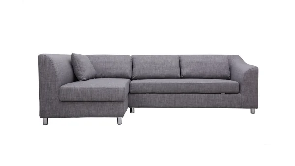 à prix promos Canapé D’angle Gauche Convertible Avec Coffre 3 Places En Tissu Gris Et Acier Chromé MIAMI 1