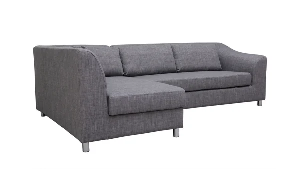 à prix promos Canapé D’angle Gauche Convertible Avec Coffre 3 Places En Tissu Gris Et Acier Chromé MIAMI 3