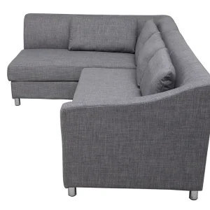 à prix promos Canapé D’angle Gauche Convertible Avec Coffre 3 Places En Tissu Gris Et Acier Chromé MIAMI 15
