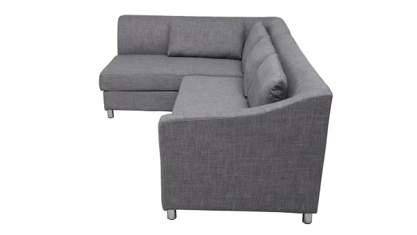 à prix promos Canapé D’angle Gauche Convertible Avec Coffre 3 Places En Tissu Gris Et Acier Chromé MIAMI 4