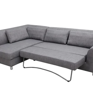 à prix promos Canapé D’angle Gauche Convertible Avec Coffre 3 Places En Tissu Gris Et Acier Chromé MIAMI 19