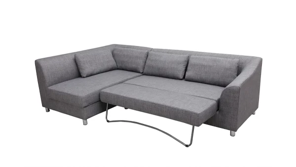 à prix promos Canapé D’angle Gauche Convertible Avec Coffre 3 Places En Tissu Gris Et Acier Chromé MIAMI 6