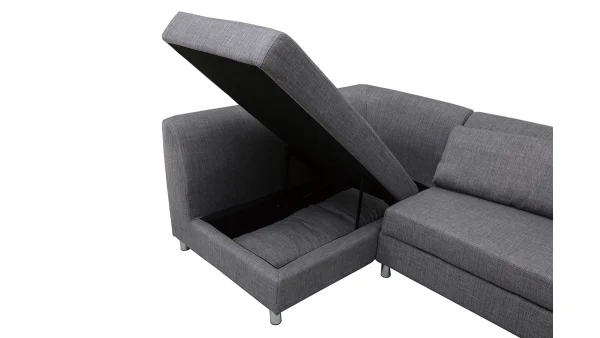 à prix promos Canapé D’angle Gauche Convertible Avec Coffre 3 Places En Tissu Gris Et Acier Chromé MIAMI 7