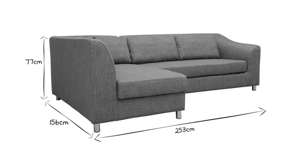 à prix promos Canapé D’angle Gauche Convertible Avec Coffre 3 Places En Tissu Gris Et Acier Chromé MIAMI 9