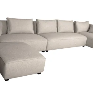 à prix promos Canapé D’angle Modulable Grand Format 4 éléments Beige PLURIEL 10