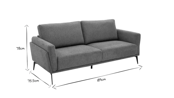 en ligne Canapé Design 3 Places En Tissu Effet Velours Texturé Gris Et Métal Noir MOSCO 8
