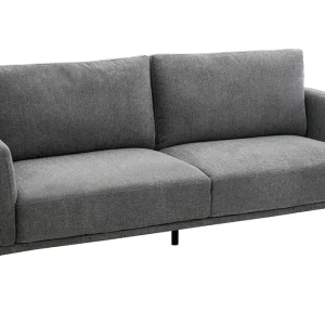 en ligne Canapé Design 3 Places En Tissu Effet Velours Texturé Gris Et Métal Noir MOSCO 12