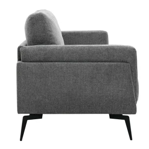 en ligne Canapé Design 3 Places En Tissu Effet Velours Texturé Gris Et Métal Noir MOSCO 14