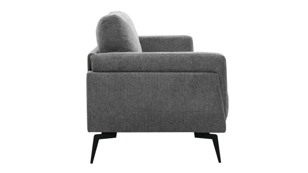 en ligne Canapé Design 3 Places En Tissu Effet Velours Texturé Gris Et Métal Noir MOSCO 4