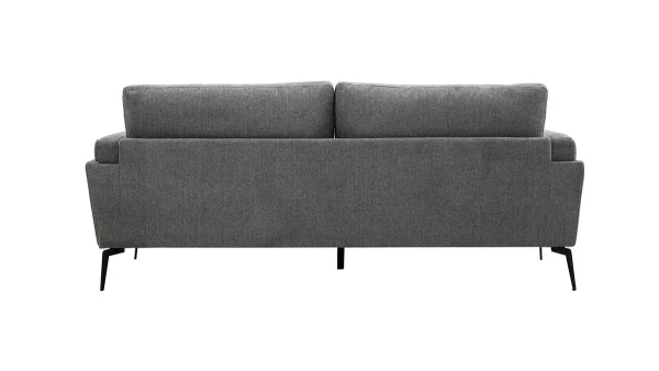 en ligne Canapé Design 3 Places En Tissu Effet Velours Texturé Gris Et Métal Noir MOSCO 5