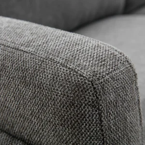 en ligne Canapé Design 3 Places En Tissu Effet Velours Texturé Gris Et Métal Noir MOSCO 18