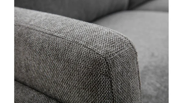 en ligne Canapé Design 3 Places En Tissu Effet Velours Texturé Gris Et Métal Noir MOSCO 6