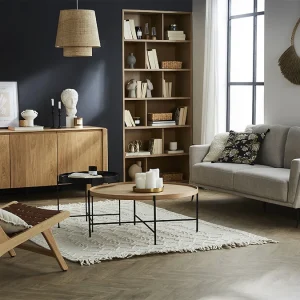 en ligne Canapé Design 3 Places En Tissu Effet Velours Texturé Gris Et Métal Noir MOSCO 20
