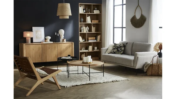 en ligne Canapé Design 3 Places En Tissu Effet Velours Texturé Gris Et Métal Noir MOSCO 7